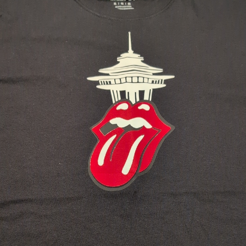 Black T-Shirt with Red Tongue Graphic